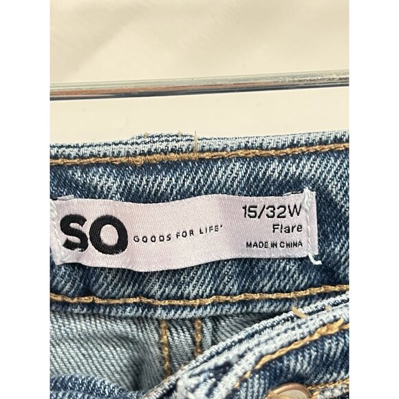 So Wide Leg Flare Jeans Sz 32 / 14 Y2K 90s Grunge Skater Retro - Picture 3 of 5